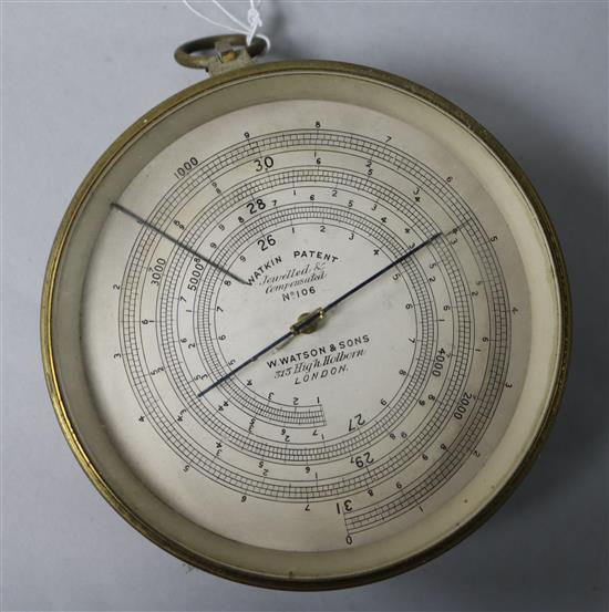 W.Watson. A brass aneroid barometer
